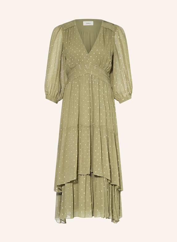 ba&sh Kleid MAIA mit Glitzergarn und Rüschen KHAKI