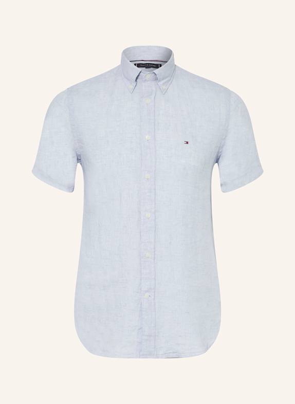 TOMMY HILFIGER Kurzarm-Hemd Regular Fit aus Leinen HELLBLAU