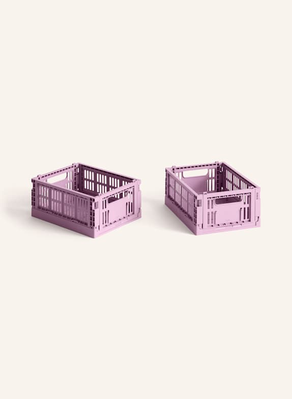 HAY Lot de 2 boîtes pliantes COLOUR CRATE MINI LILAS CLAIR