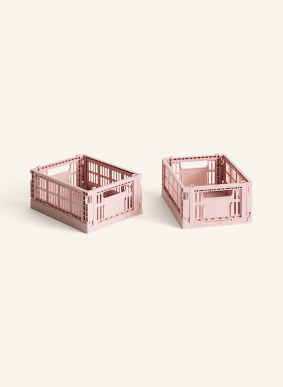 HAY Lot de 2 boîtes pliantes COLOUR CRATE MINI ROSE CLAIR