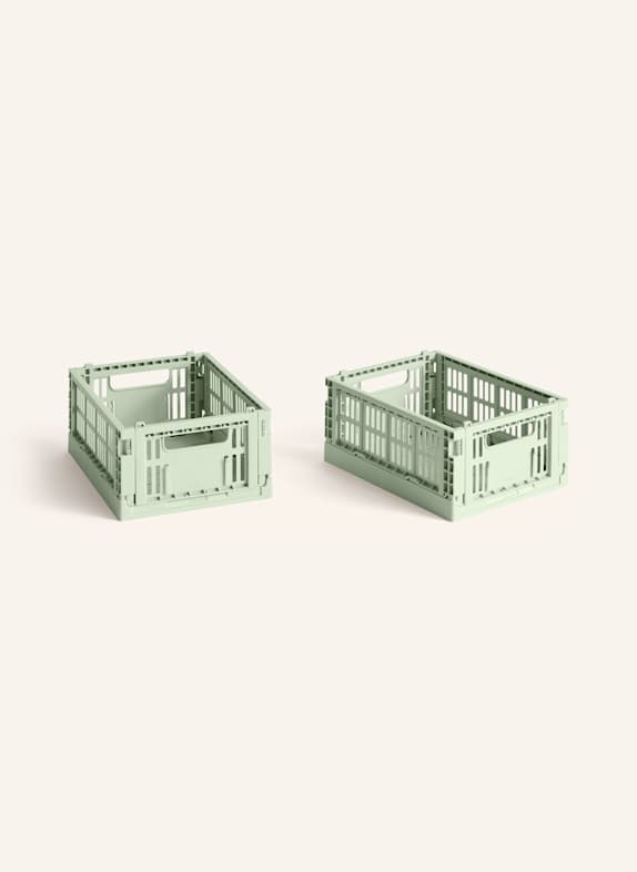 HAY Lot de 2 boîtes pliantes COLOUR CRATE MINI MENTHE
