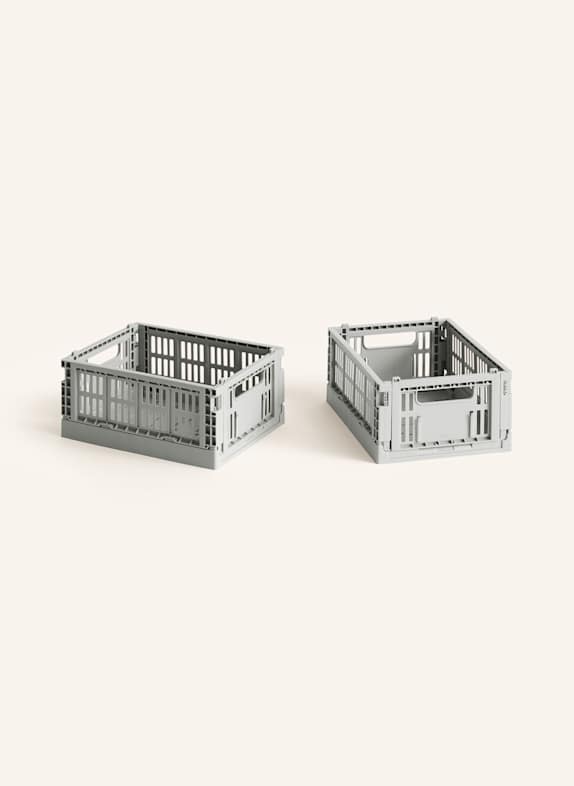 HAY Lot de 2 boîtes pliantes COLOUR CRATE MINI GRIS CLAIR