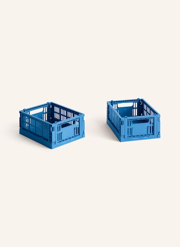 HAY Lot de 2 boîtes pliantes COLOUR CRATE MINI BLEU