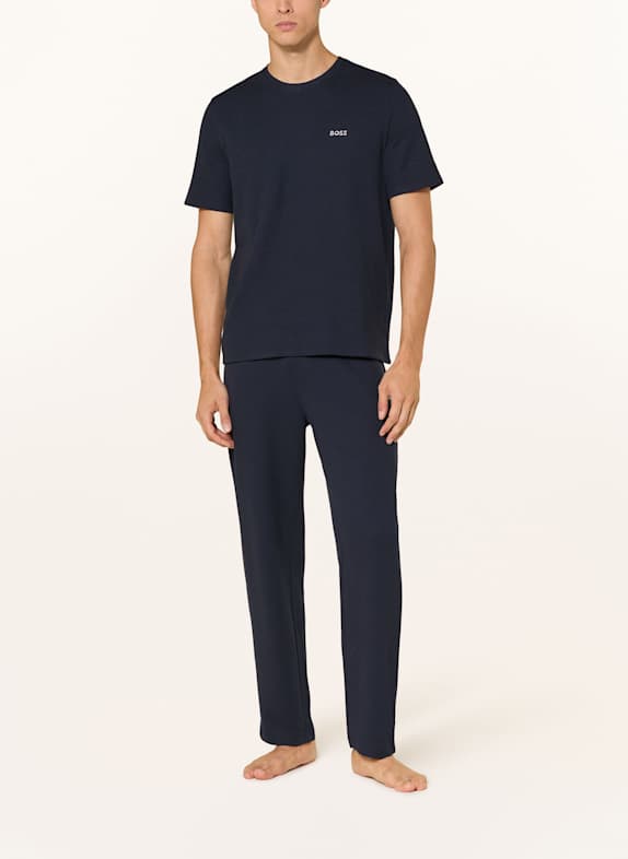 BOSS Slaapbroek WAFFLE DONKERBLAUW