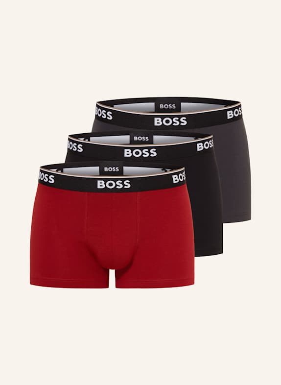 BOSS 3-pack boxer shorts POWER RED/ BLACK/ DARK GRAY