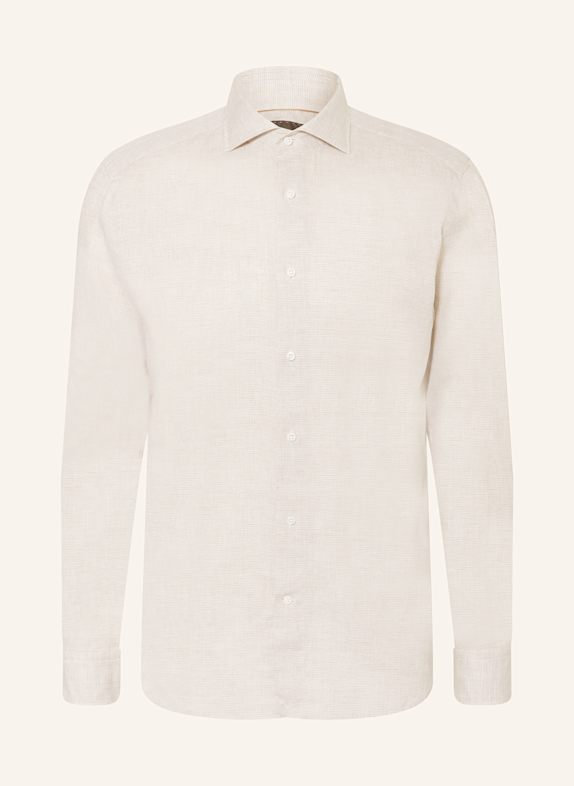 BOSS HAYS slim fit linen shirt BEIGE