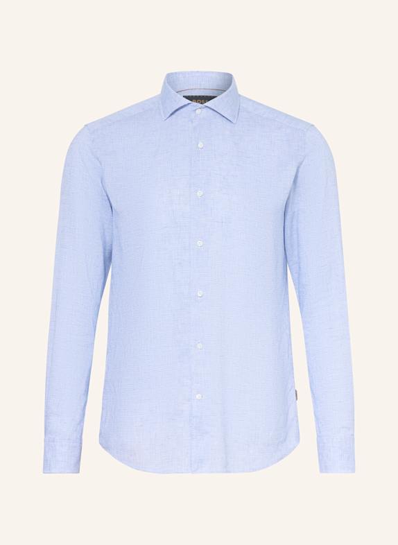 BOSS HAYS slim fit linen shirt LIGHT BLUE/ WHITE