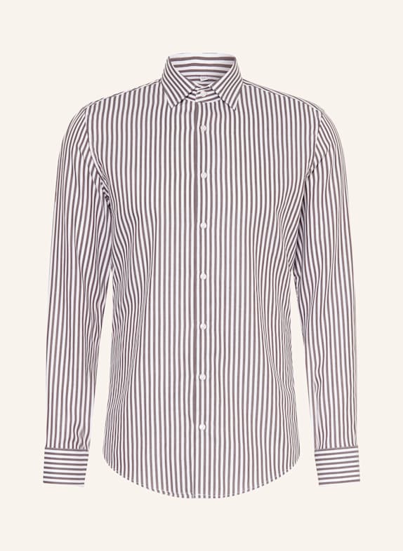 seidensticker Hemd Slim Fit DUNKELBRAUN / WEISS