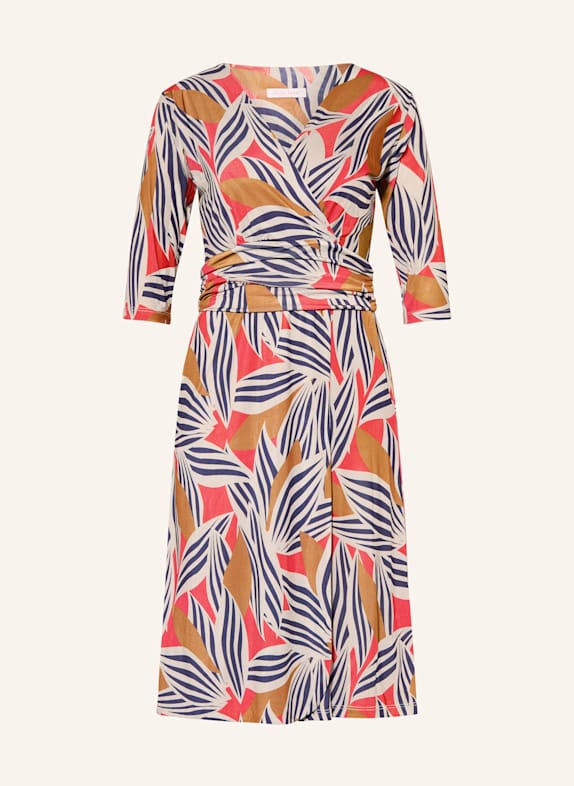 marivie Kleid SOPHISTICATED! in Wickeloptik mit 3/4-Arm BEIGE/ ORANGE/ DUNKELBLAU
