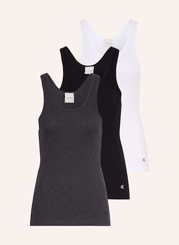 Calvin Klein 3er-Pack Tops 100% COTTON SCHWARZ/ WEISS/ DUNKELGRAU