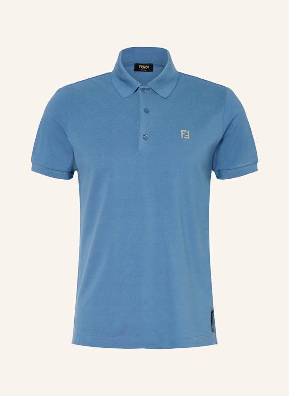 FENDI Piqué polo shirt regular fit BLUE GRAY