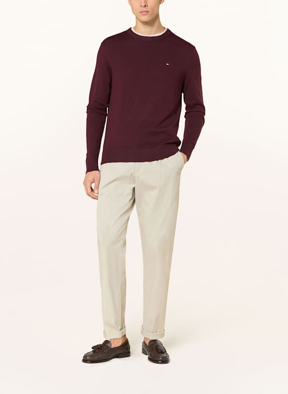TOMMY HILFIGER Pullover DUNKELROT