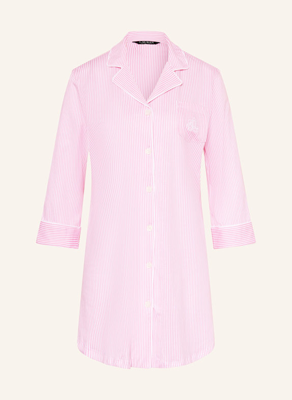 LAUREN RALPH LAUREN Nachthemd mit 3/4-Arm WEISS/ PINK