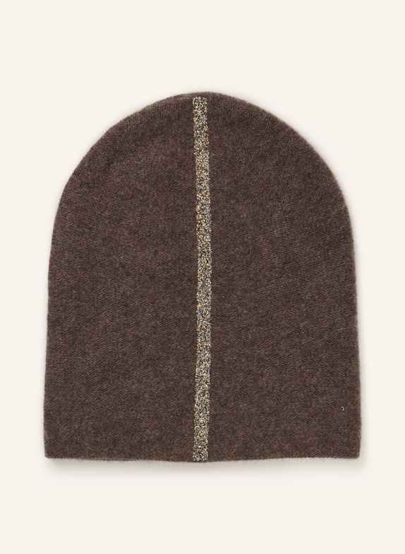 HURRAY Cashmere-Mütze mit Schmucksteinen TAUPE