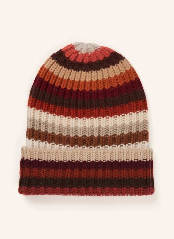 HURRAY Cashmere-Mütze SAILOR MULTI DUNKELORANGE/ ECRU/ DUNKELROT