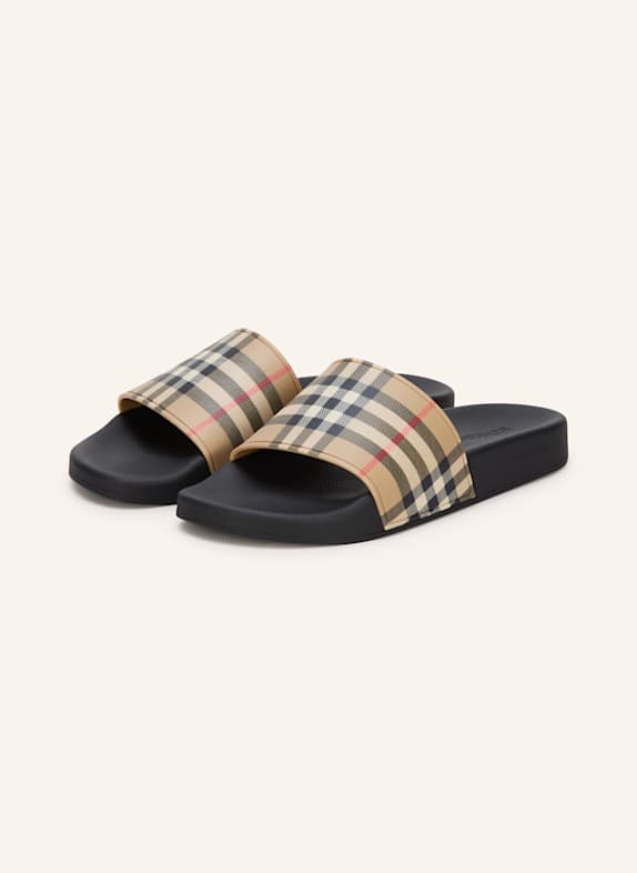BURBERRY Slides BEIGE/ BLACK/ RED