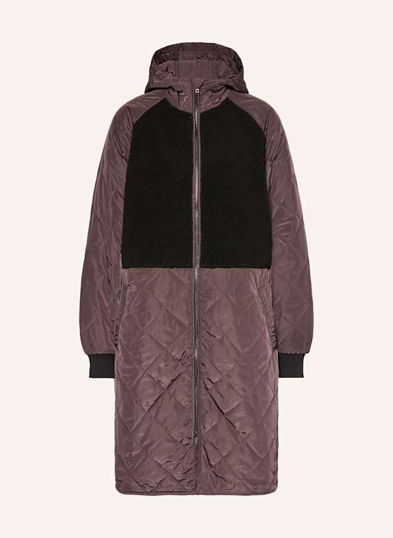 MSCH COPENHAGEN Steppmantel MSCHADELYN KIARA im Materialmix TAUPE / SCHWARZ