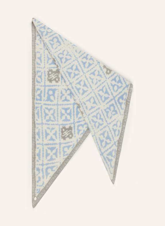 friendly hunting Dreieckstuch aus Cashmere ECRU/ HELLBLAU/ GRAU