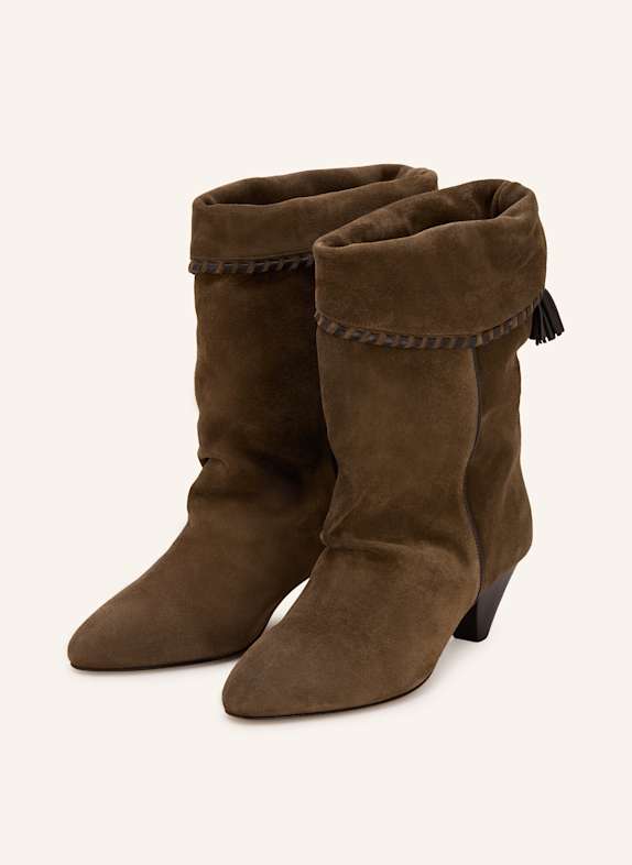 ISABEL MARANT high heel crocodile boots DARK BROWN