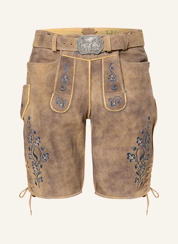 HIRSCHER Trachten-Lederhose AMBERG BRAUN / DUNKELBLAU