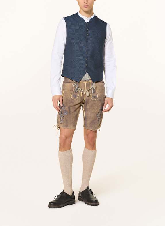 HIRSCHER Traditionele leren broek AMBERG BRUIN / DONKERBLAUW