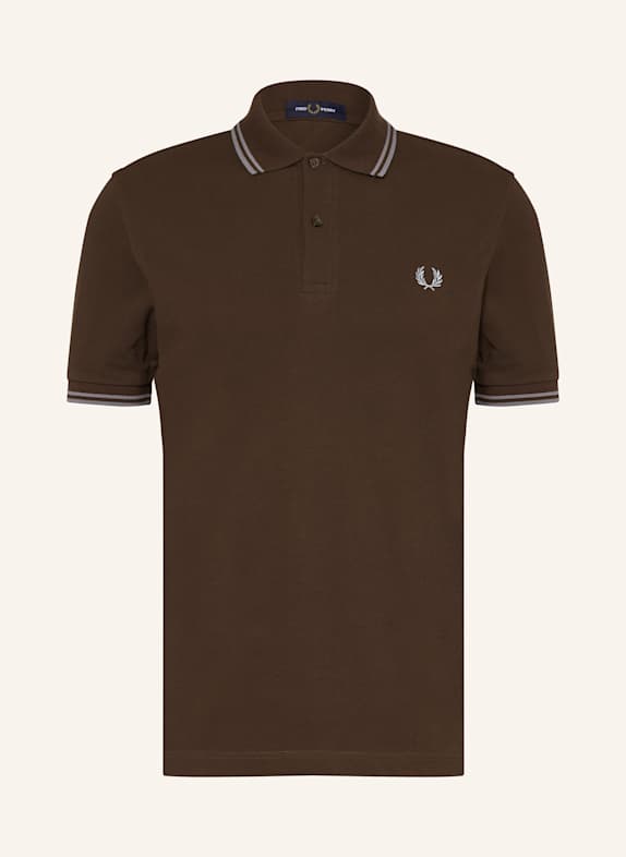 FRED PERRY Piqué-Poloshirt DUNKELBRAUN