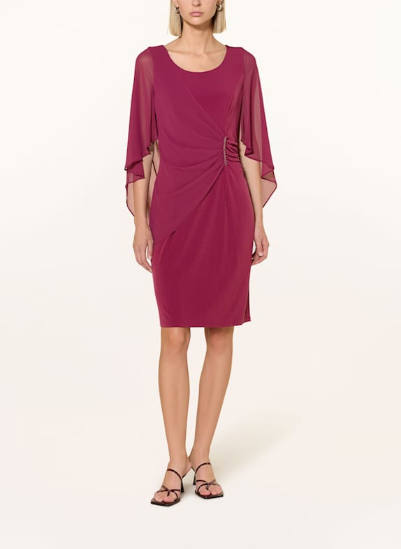 Vera Mont Cocktailkleid im Materialmix mit Schmucksteinen DUNKELROT