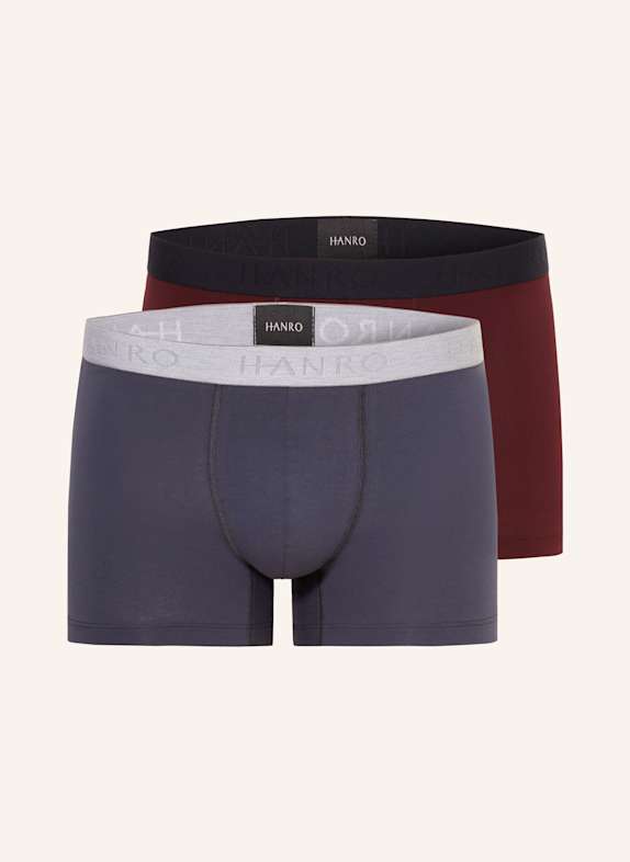 HANRO Bokserki COTTON ESSENTIALS, 2 szt. CIEMNOCZERWONY / SZARONIEBIESKI