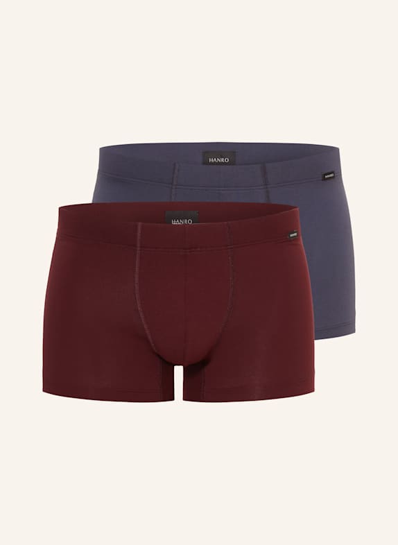 HANRO Bokserki COTTON ESSENTIALS, 2 szt. CIEMNOCZERWONY / SZARONIEBIESKI
