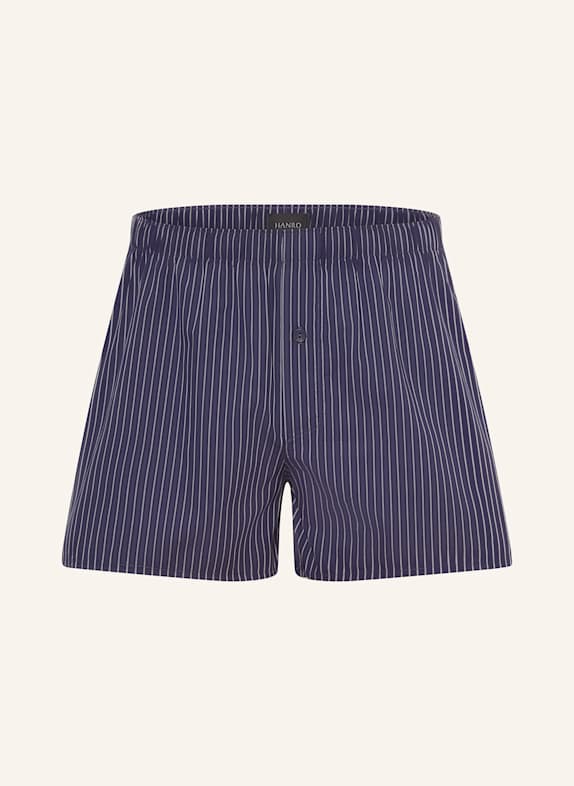 HANRO Bokserki tkane FANCY WOVEN GRANATOWY / BIAŁY