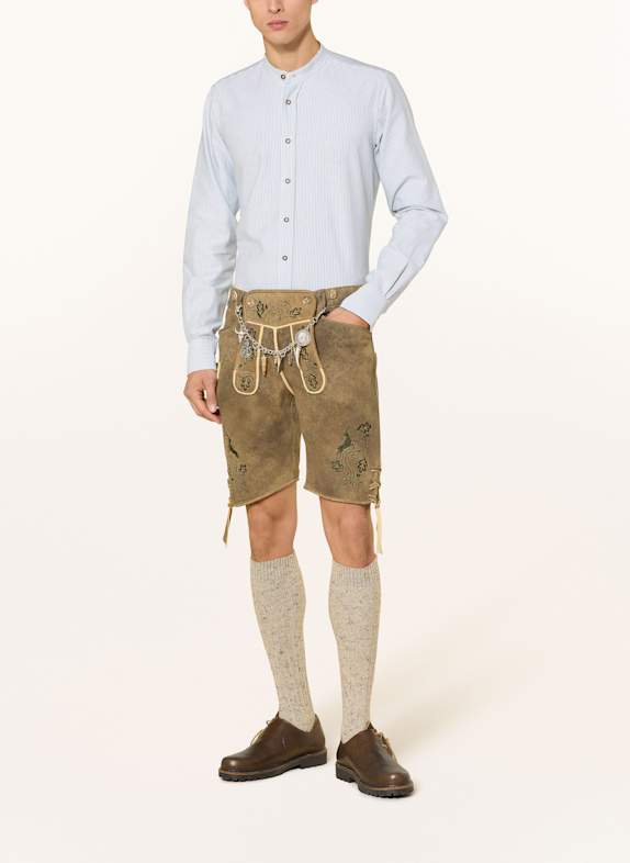 DU4 Traditionel skjorte HANSI Regular Fit med stående krave HVID / GRØN