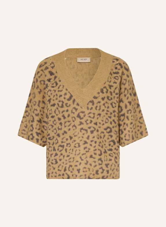 MOS MOSH Oversized sweater MMTACI with 3/4 sleeves CAMEL/ BLACK