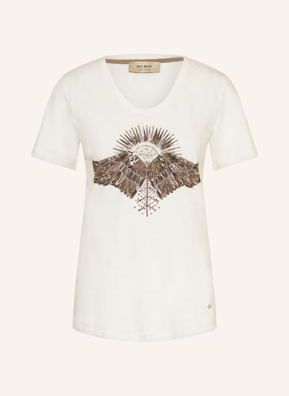 MOS MOSH T-Shirt MMNADINE mit Schmuckperlen und Pailletten ECRU