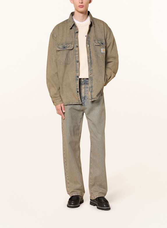 carhartt WIP Jeansjacka TIGAN 3FUGD BLÅ LÄDER PLAGG FÄRGAT