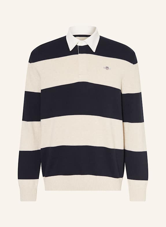 GANT Strick-Rugbyshirt DUNKELBLAU / CREME
