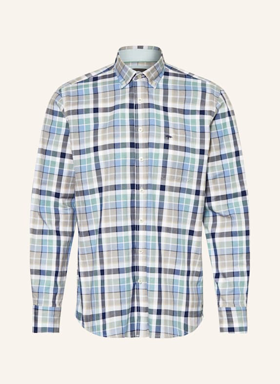 FYNCH-HATTON Košile Oxford Regular Fit TMAVĚ MODRÁ/ SVĚTLE ZELENÁ/ BÉŽOVÁ
