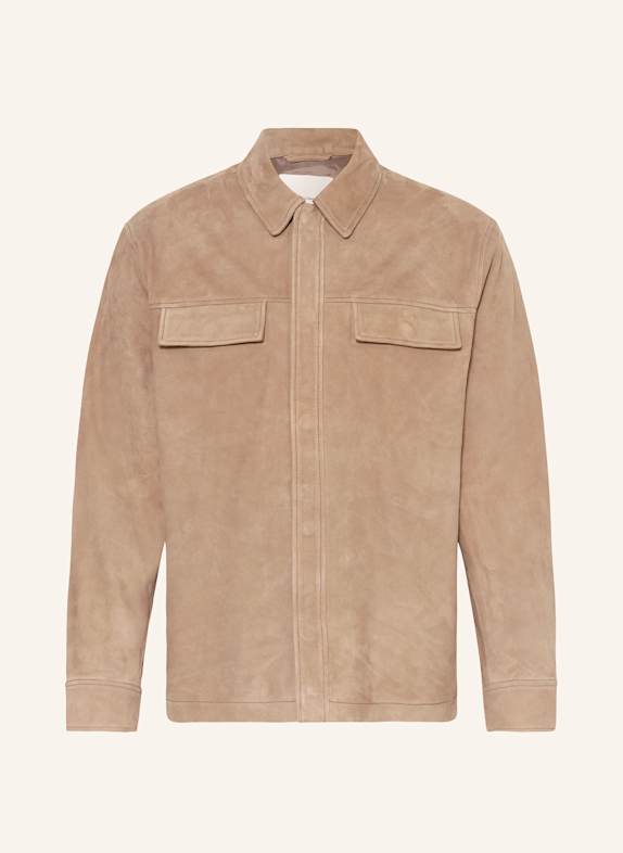 Calvin Klein Leder-Overjacket TAUPE