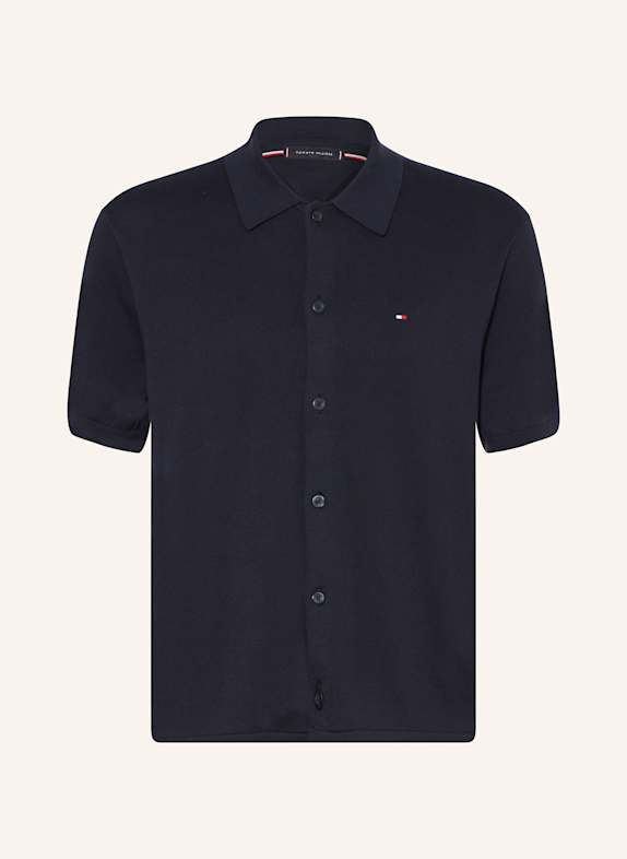TOMMY HILFIGER Strickhemd Regular Fit DUNKELBLAU
