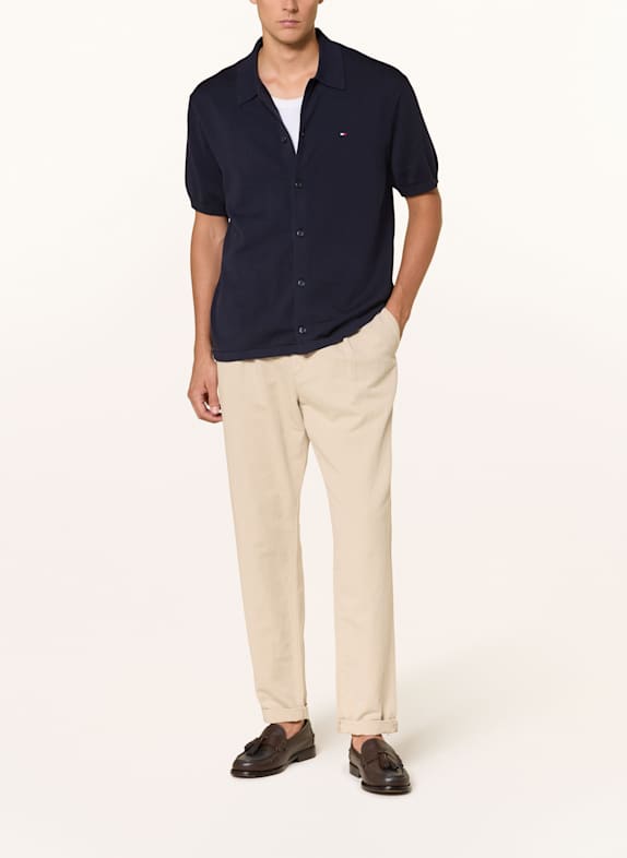 TOMMY HILFIGER Strickhemd Regular Fit DUNKELBLAU