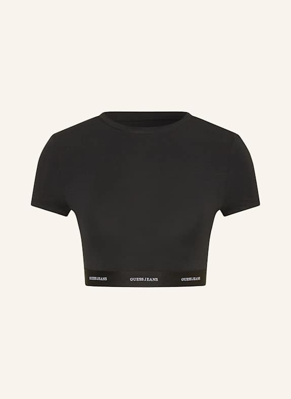 GUESS JEANS Cropped shirt BLACK