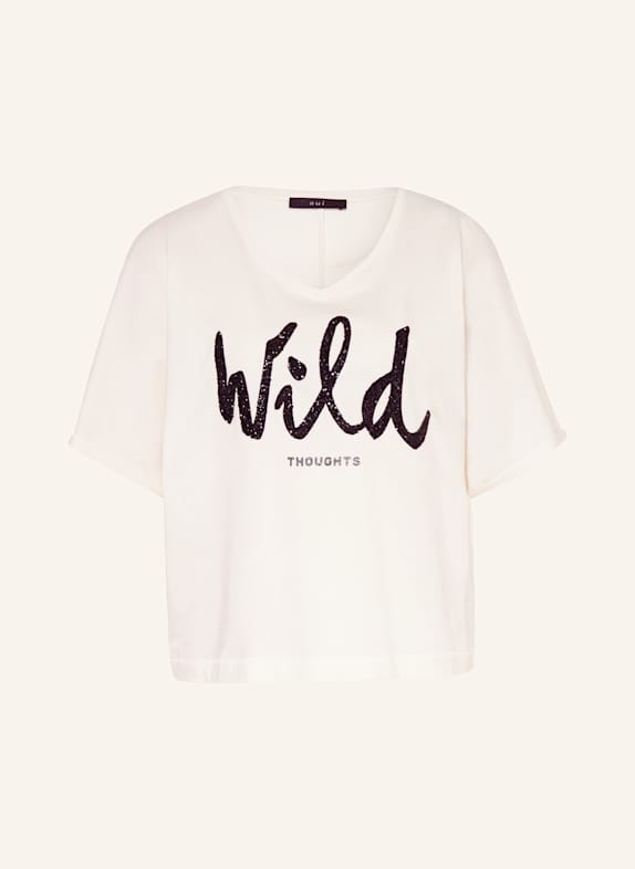 oui T-Shirt mit Schmucksteinen WEISS