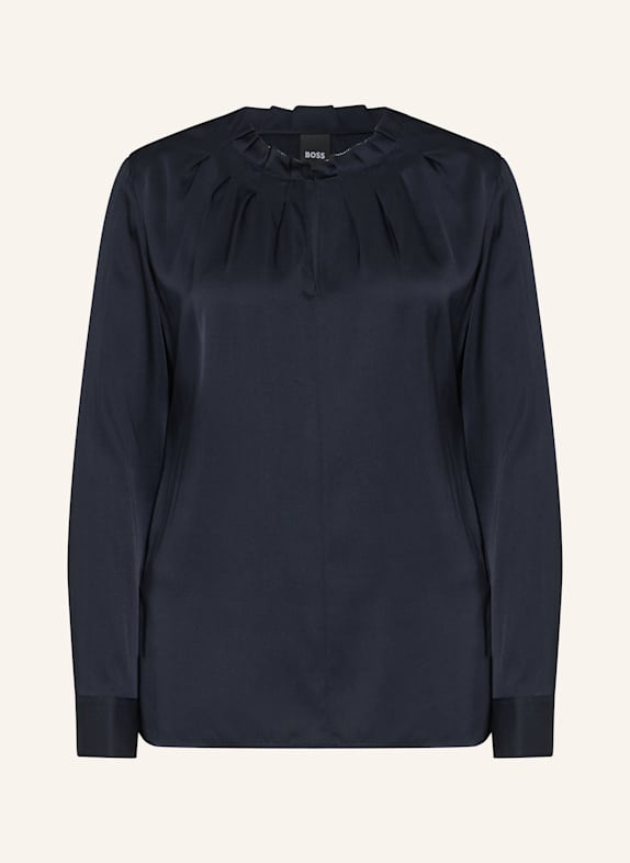 BOSS Blusenshirt BANORAH1 aus Seide DUNKELBLAU