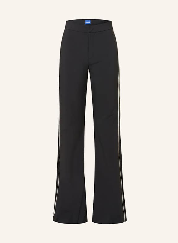 HUGO BLUE HIZUMI trousers with tuxedo stripes BLACK/ ECRU
