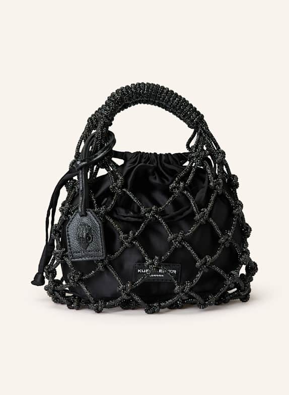 KURT GEIGER Torebka MACRAME SMALL z ozdobnymi kamykami CZARNY