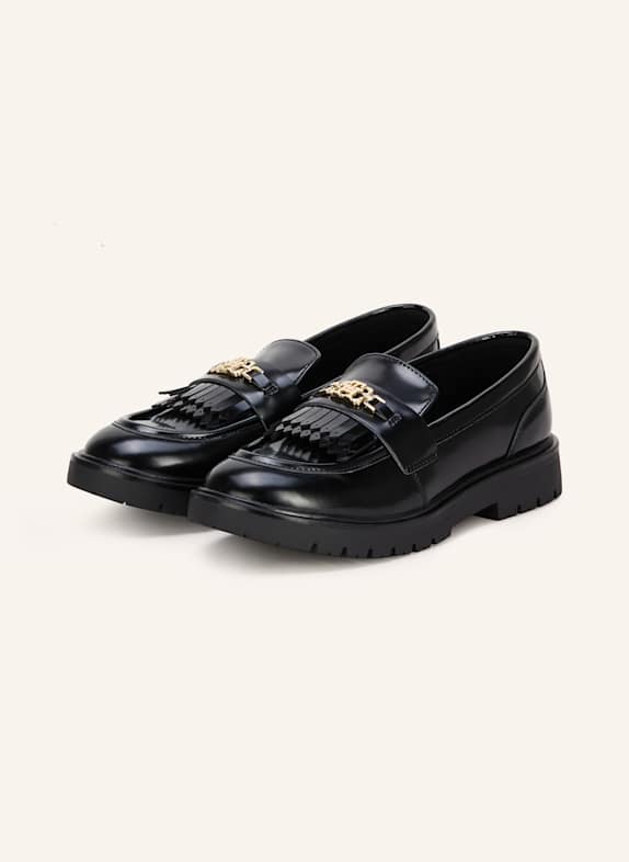 TOMMY HILFIGER Lakierowane loafersy CZARNY