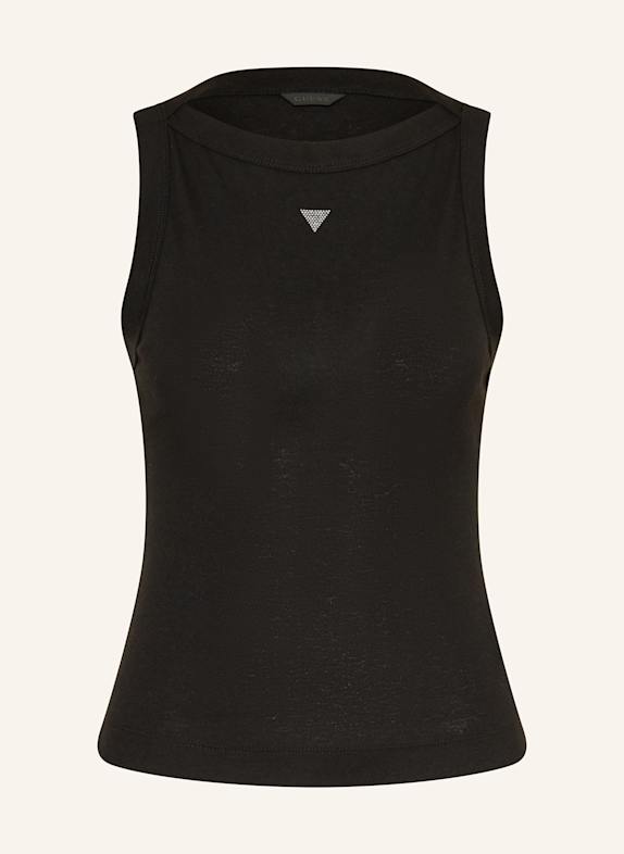 GUESS TINA top with decorative gems JBLK JET BLACK A996