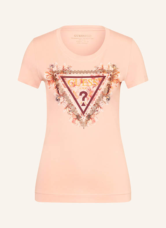 GUESS T-shirt with decorative gems LIGHT ORANGE