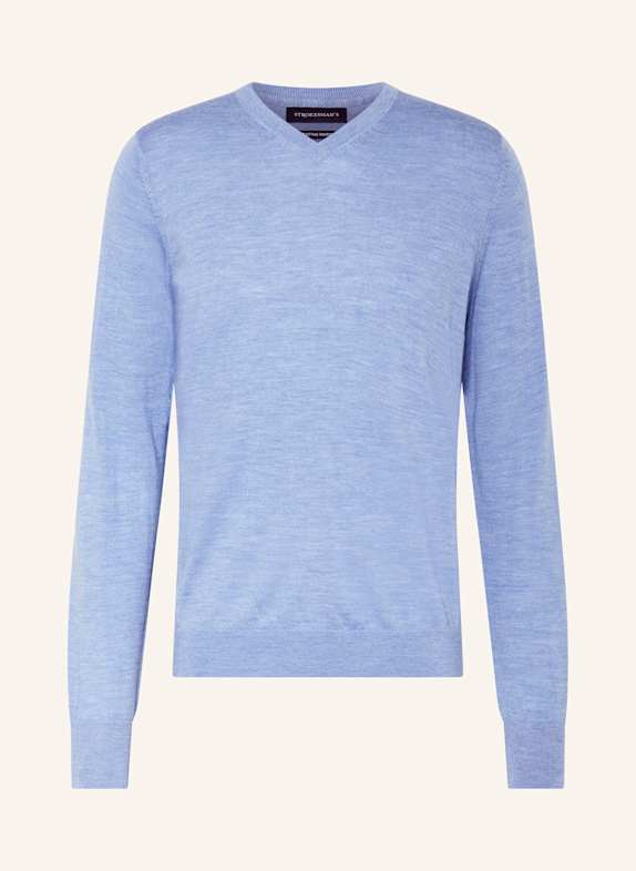 STROKESMAN'S Pullover aus Merinowolle HELLBLAU