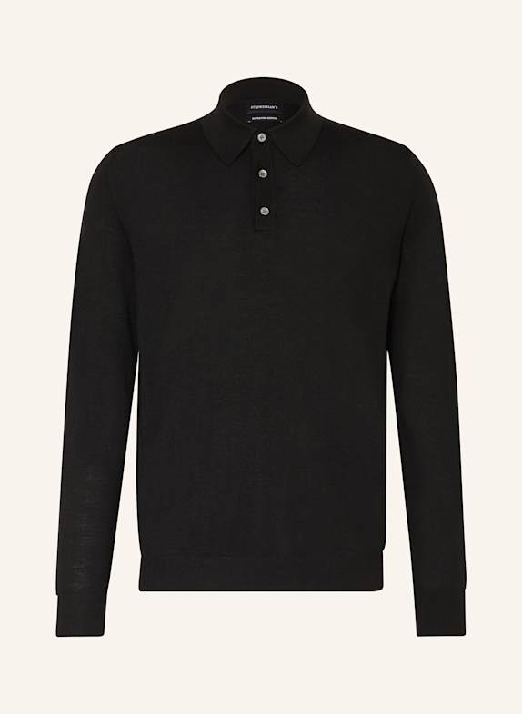STROKESMAN'S Knitted polo shirt BLACK