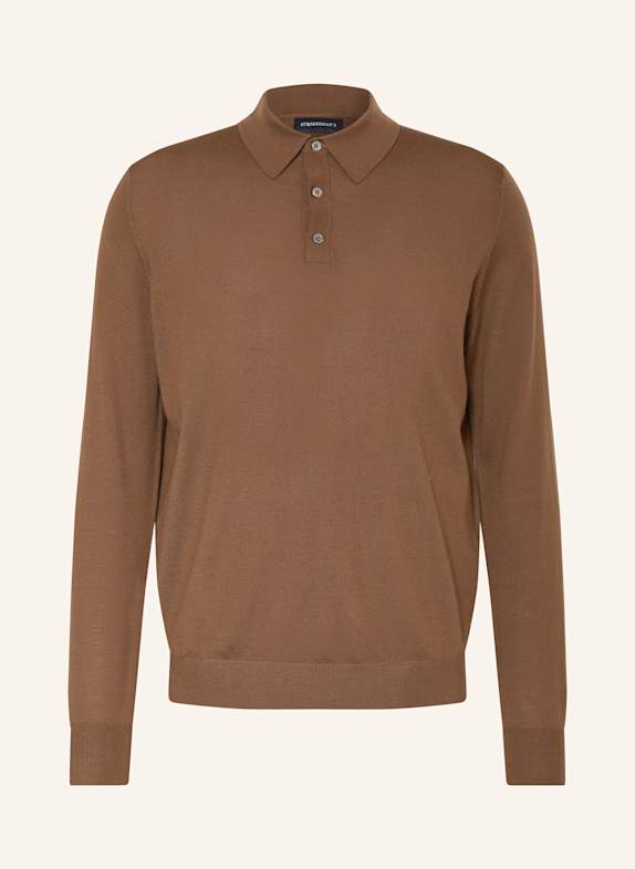 STROKESMAN'S Knitted polo shirt BROWN